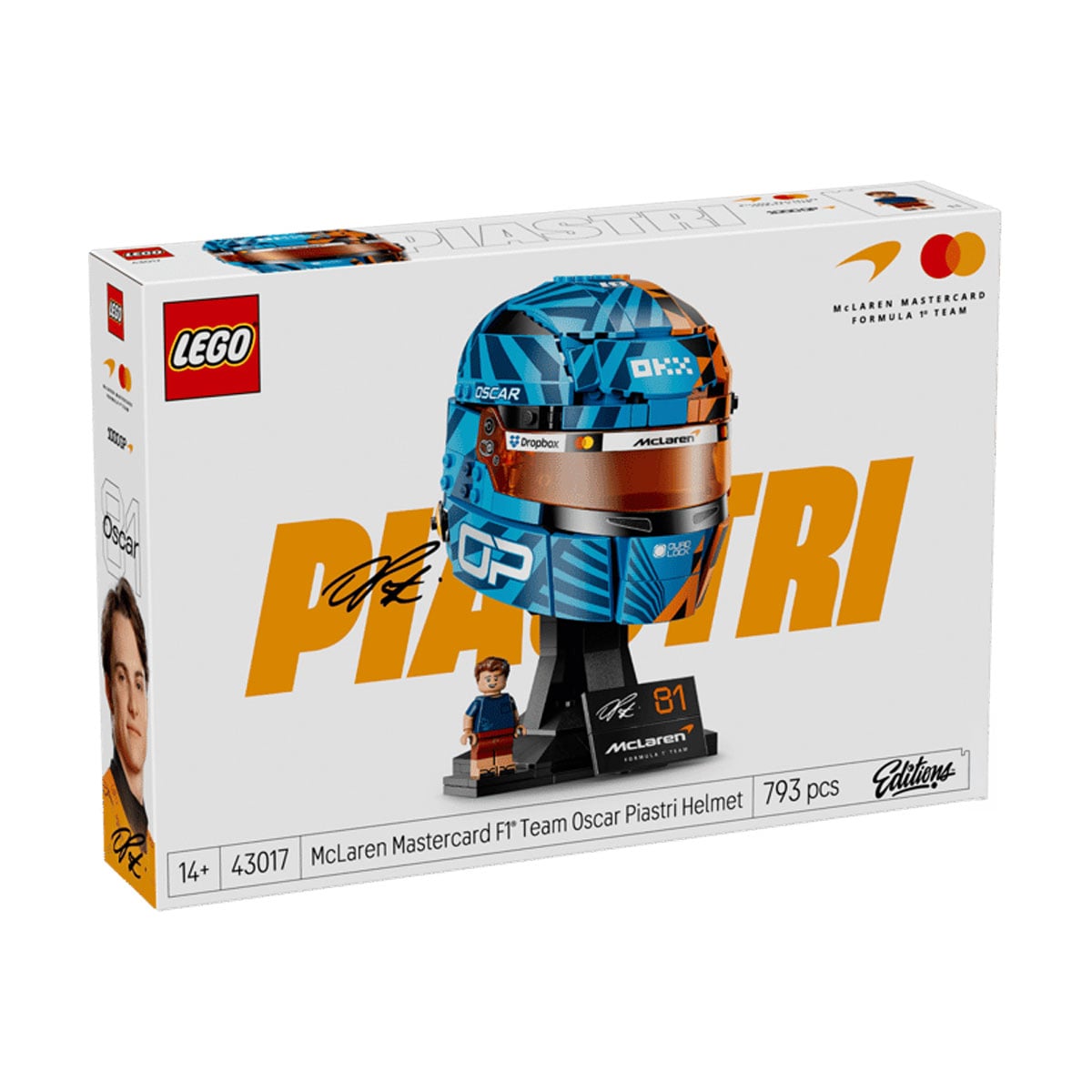 Конструктор LEGO Editions McLaren Mastercard F1 Team Oscar Piastri Helmet, 793 деталі, від 14 років (43017)